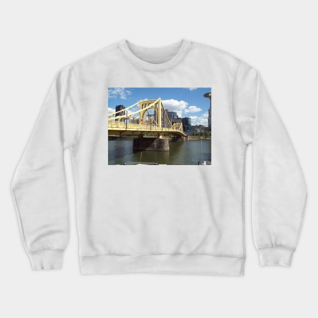 Roberto Clemente Bridge Pittsburgh Pa Crewneck Sweatshirt by PugDronePhotos